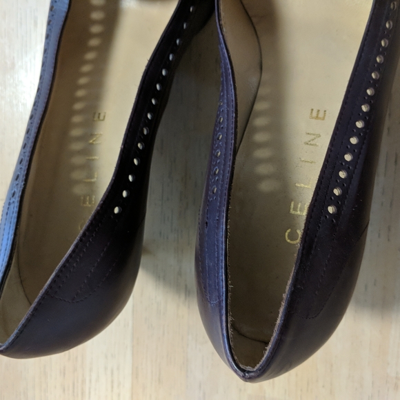 Celine burgundy-brown leather classic pumps/shoes, 2 1/2" heal,size 38 - Picture 2 of 11
